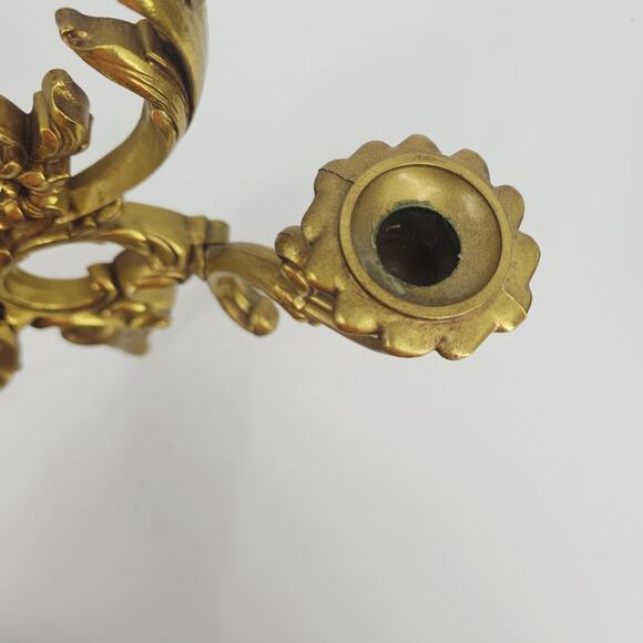 VTG 2 Candle Gold Wall Sconce Candle Holder French Victorian Syroco 17 1/4" 1960 - Picture 3 of 8